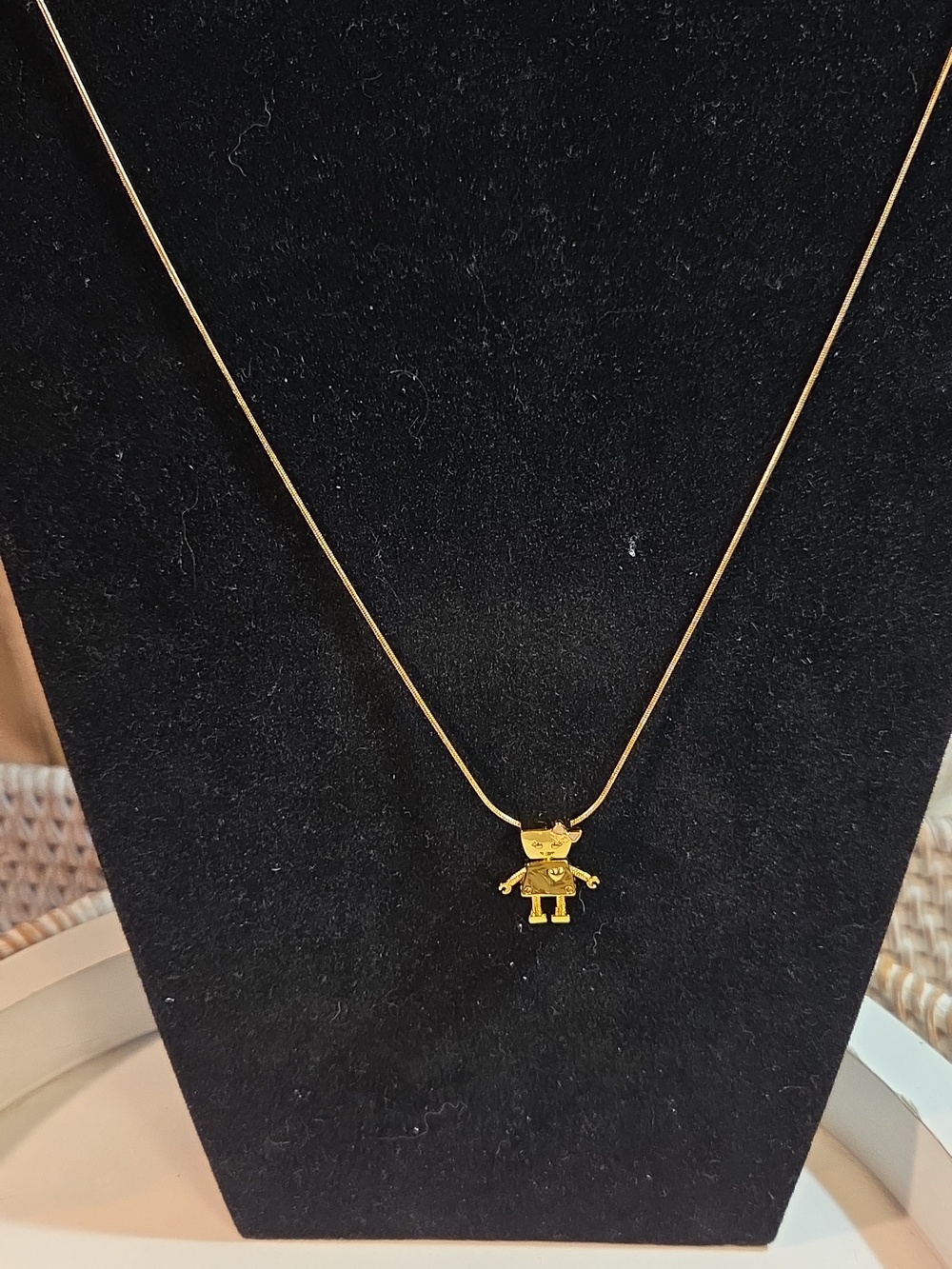 Alex & Ani Gold Robot Charm Pendant • Heart Detail • Bow Accent • Cute Boutique